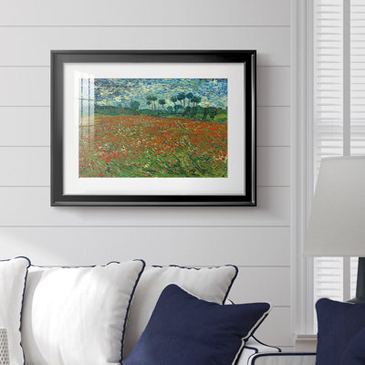 Field with Poppies-Vincent van Gogh-Framed Print with Mat and glass-1889