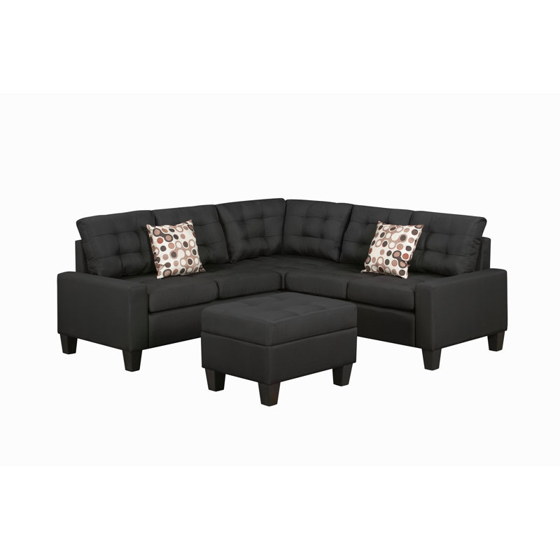 Canapé modulaire 6 pièces rembourré, Noir