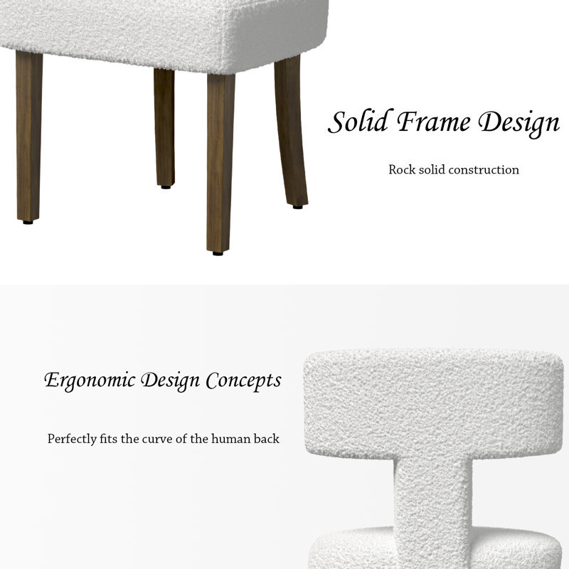 Modern Boucle Dining Chairs Side Chairs (Set of 4), Beige