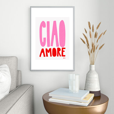Athènes, reproduction d'art encadrée en métal rose et rouge Celier Amore