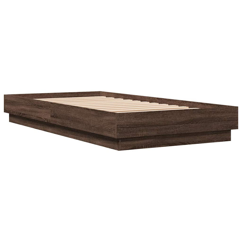 Vidaxl Bed Frame Engineered Wood, Brown Oak, Single (3')
