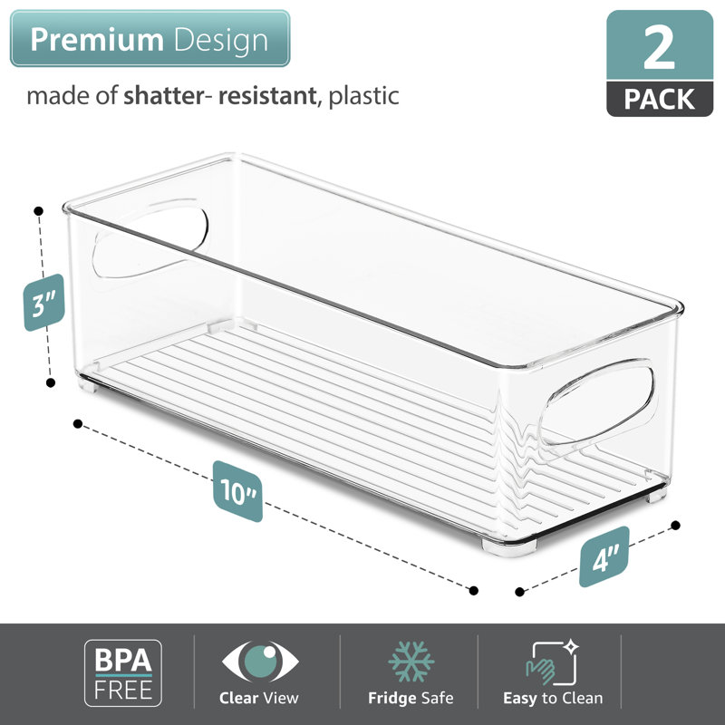 Sorbus Clear Stackable Organizer Bins, Storage Bins for Bathroom, Vanity, and More with Handles (2 Pack)