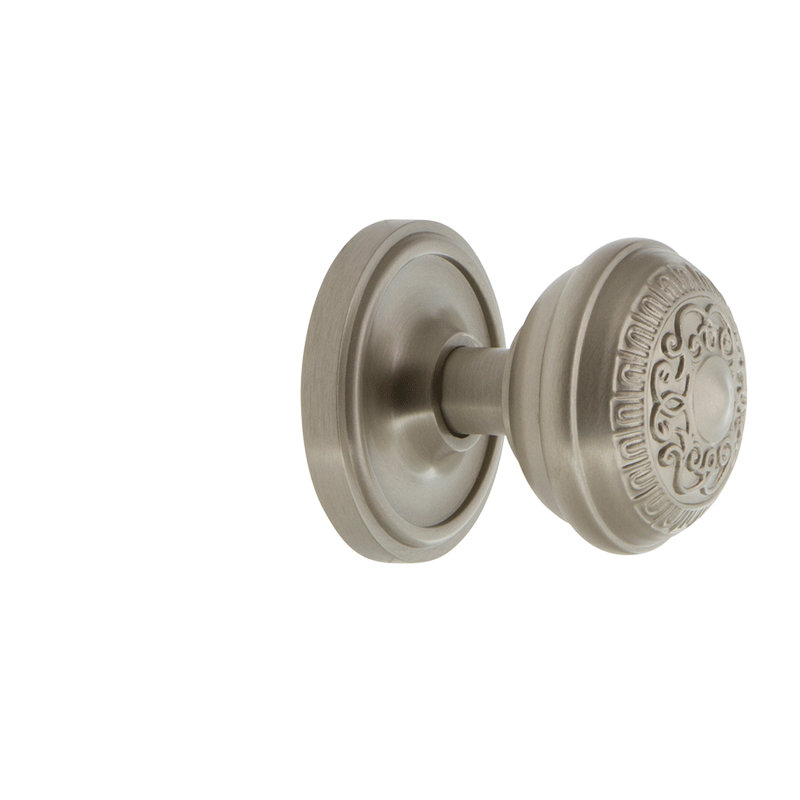 Poignée de porte Classic Rosette avec œuf et fléchettes, 2-3/8 po, Nickel satiné