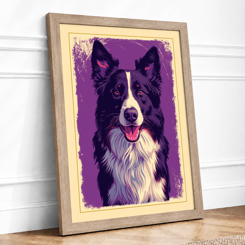 Cheerful Collie Modern - Print, A1 - 84.1 x 59.4 cm, Oak