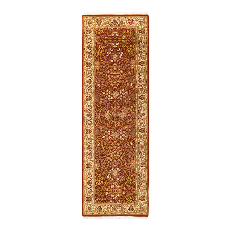 One-of-a-Kind Hayner Hand-Knotted 2'8" x 8'3" Runner Wool Area Rug in Orange