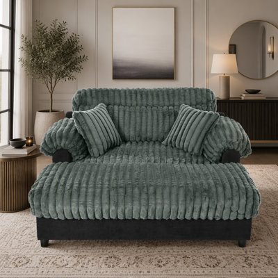 Modern Chaise Lounge Sofa 62" Cloud Chaise Sofa Cozy Plush Sofa Couch with Two Throw Pillows for Living Room