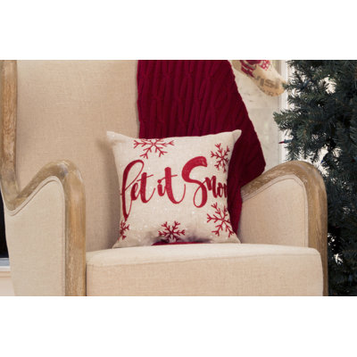 Oreiller de Noël brodé Let It Snow, 14 par 14 pouces