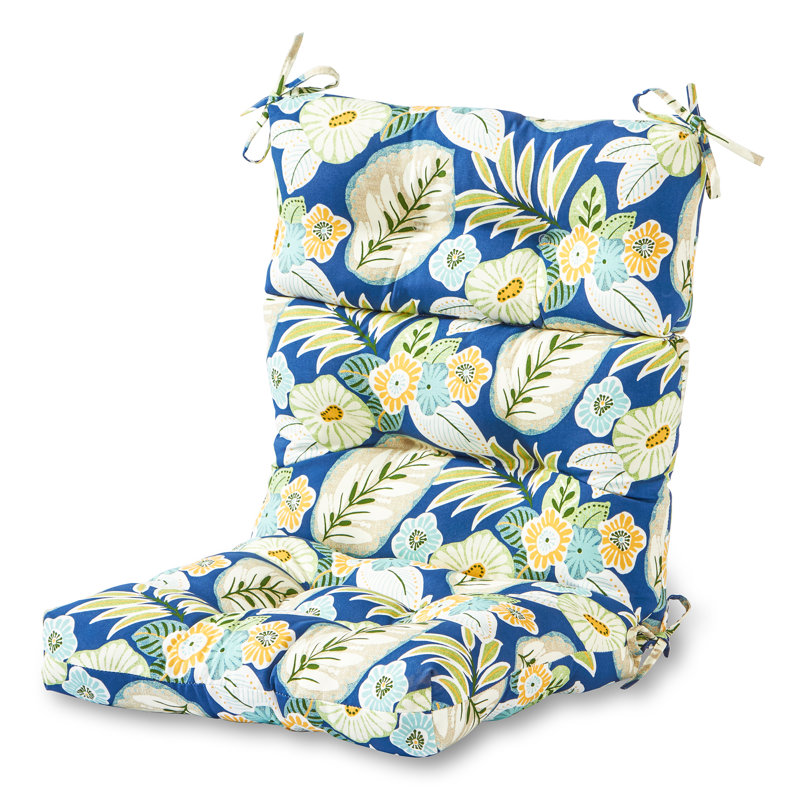 Lester Outdoor High Back Chair Cushion, Marlow Blue Floral, 1