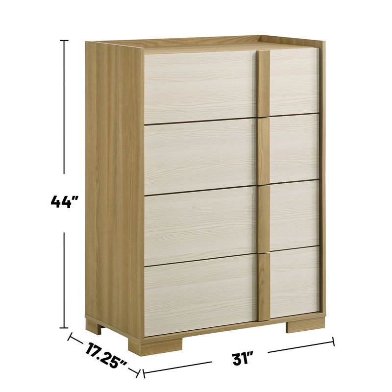 Commode en bois avec 4 tiroirs au fini naturel