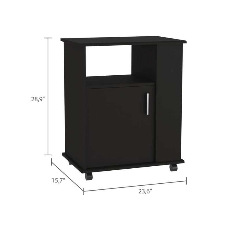 Armoire à micro-ondes polyvalente avec mobilité et grande capacité de rangement, Noir, noir, noir, noir