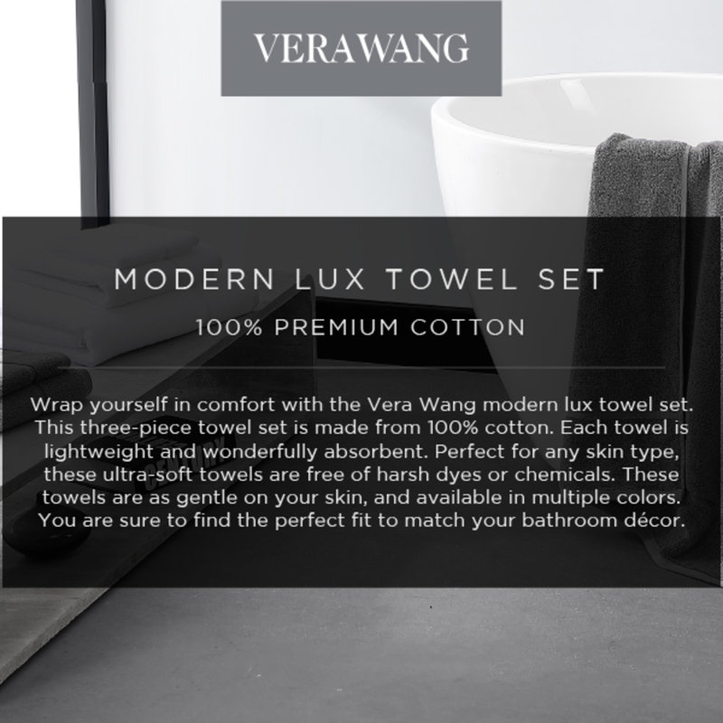 Lux 6 Piece 100% Cotton Towel Set, Dark Gray