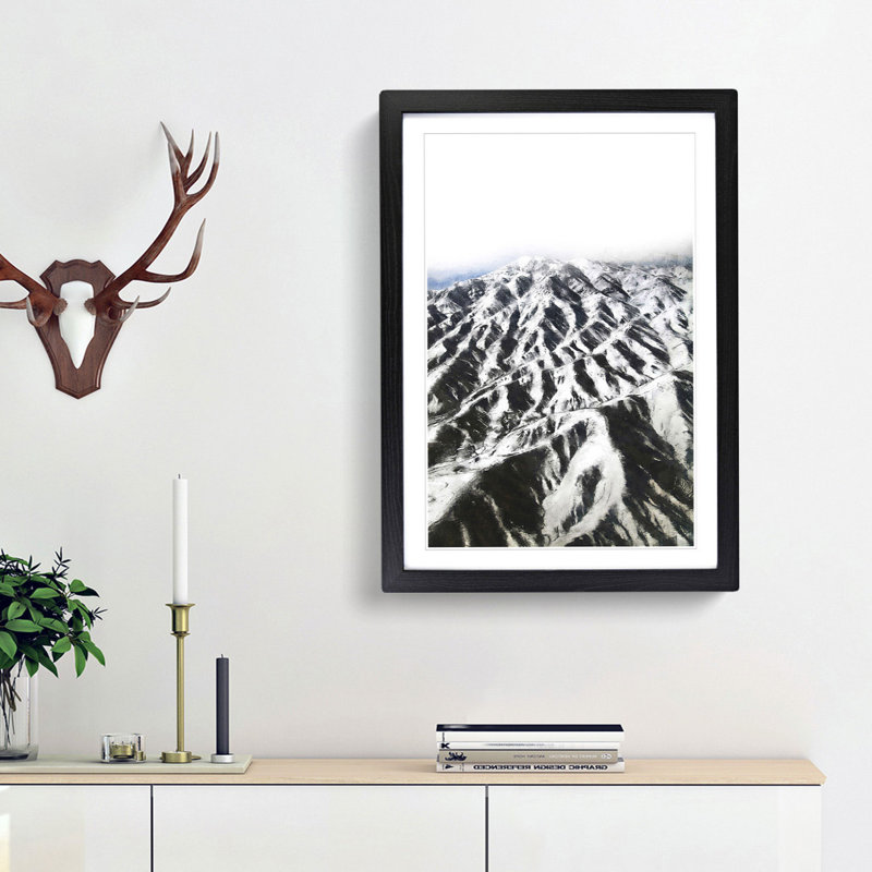 Mountain Range in Afghanistan - Picture Frame Painting Print, 33cm H x 24cm W x 2cm D, Black Framed