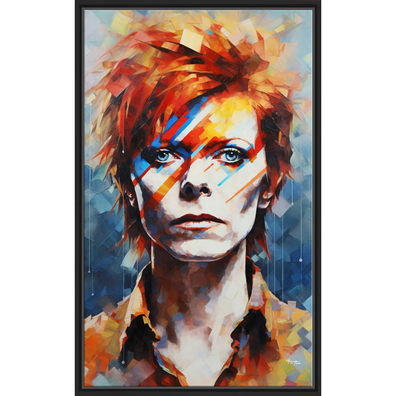 David Bowie par V2 Design Co. - Peinture sur toile à cadre flottant, L 21,5 po x H 33,5 po