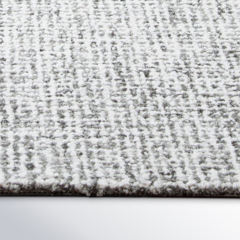 Tapis gris / blanc en laine touffeté et fabriqué à la main Britley, Rectangle de 3 pi x 5 pi