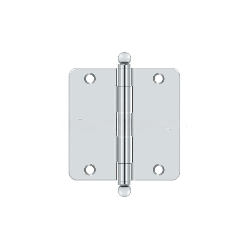 Deltana S35R426-BT 3-1/2" x 3-1/2" x 1/4" Radius Hinge, w/ Ball Tips in Polished Chrome Pair, Brushed Chrome