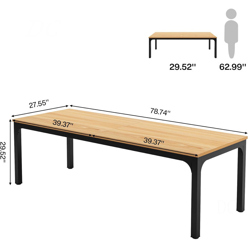 Rectangle Executive Desk,Office Desk, Walnut/Black
