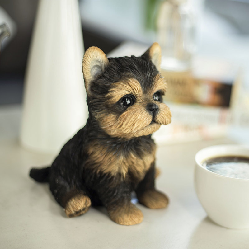 Brown YorkTerrier | Handpainted Decorative Puppy Statue for Home & Garden Decor | Premium Polyresin Dog Statue | Gift for Dog Lovers | Weather-Resistant Indoor/Outdoor Decor