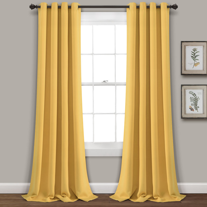 Panneaux de rideaux unis occultants et thermiques avec œillets, l 52 po x L 120 po, Jaune