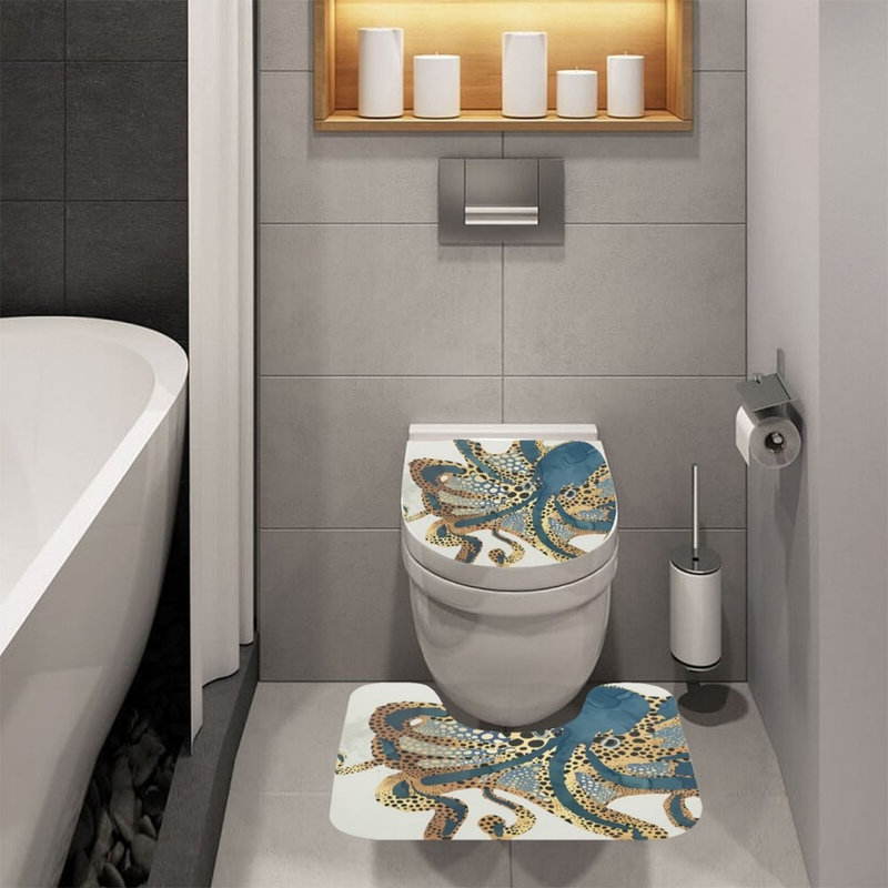 Ensemble de tapis pour salle de bain à imprimé tournesol