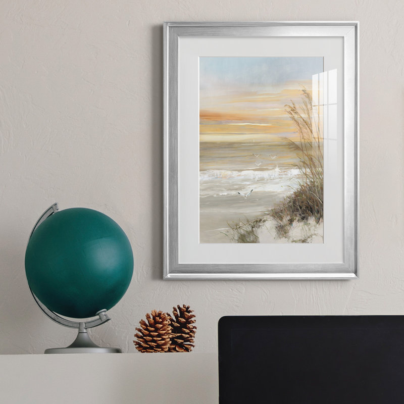 Summer Solstice - peinture encadrée, H 24,5 po x l 18,5 po x P 1,5 po, Papier avec cadre argenté, Blanc mat