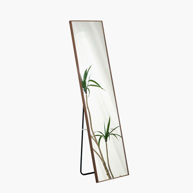 Quinnisha Solid Wood Rectangle Mirror, 58" x 15", Brown