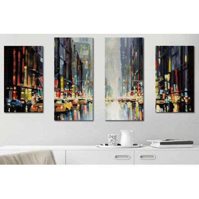 " City Lights " by E. Anthony Orme 4 - Pieces Painting Print