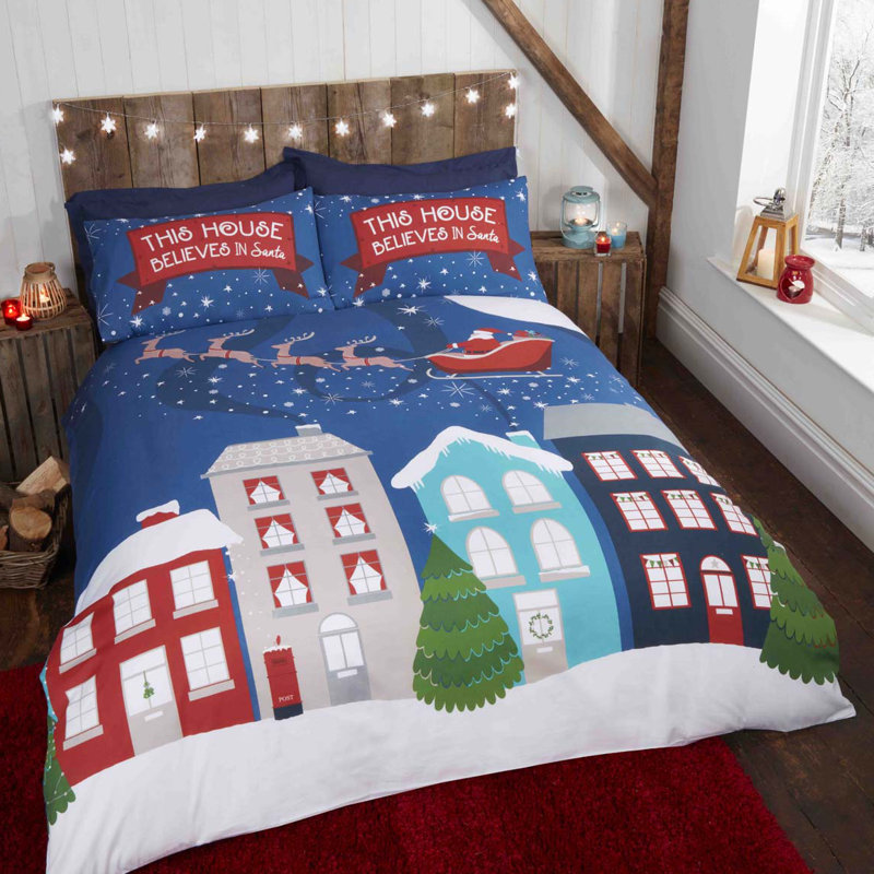 Granger Blue/Red 132 TC Duvet Cover Set, Double - 1 Standard Pillowcase
