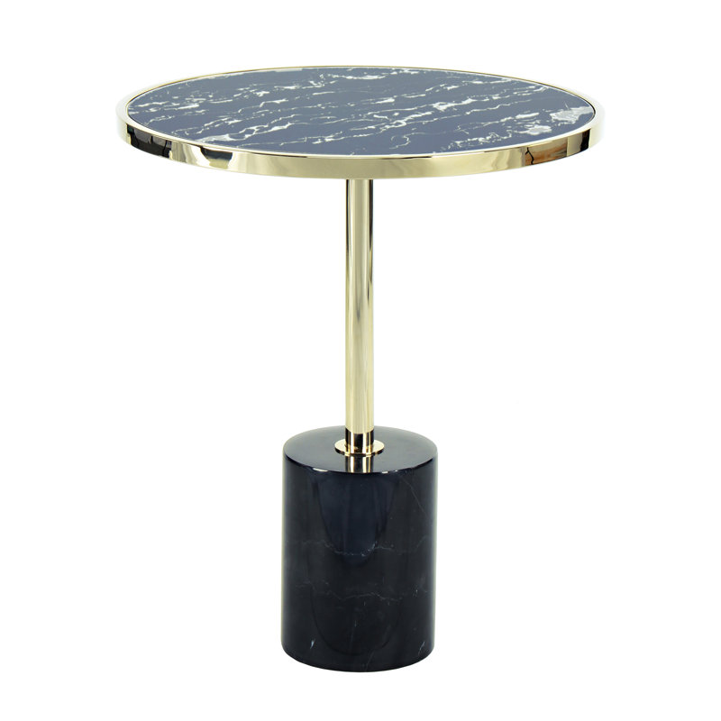 Pelham Block End Table, Black/Gold
