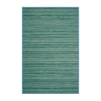 Tapis bleu à rayures horizontales lavable à la machine
