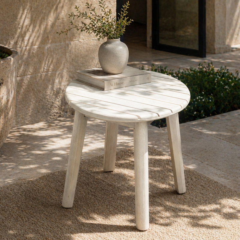 Table d'appoint ronde ronde en acacia