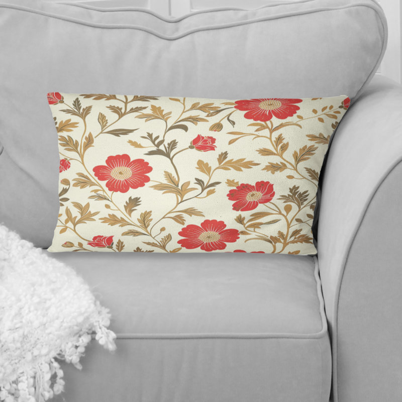 Coussin lombaire Delicate, Rouge / Beige