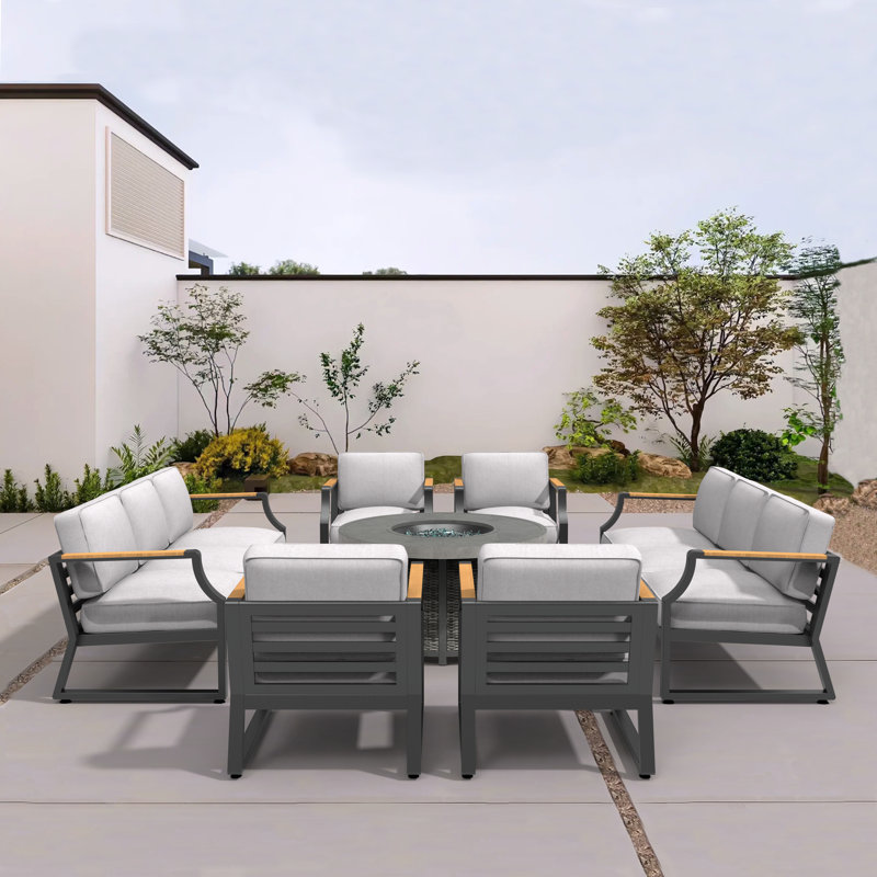 Dekayden 10 - Person Patio Conversation Set with Cushions, Grey/White