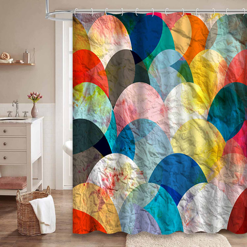 Abstrait, art moderne, peinture, magnifique rideau de douche aux couleurs vives avec 12 crochets, L 72 po x l 78 po