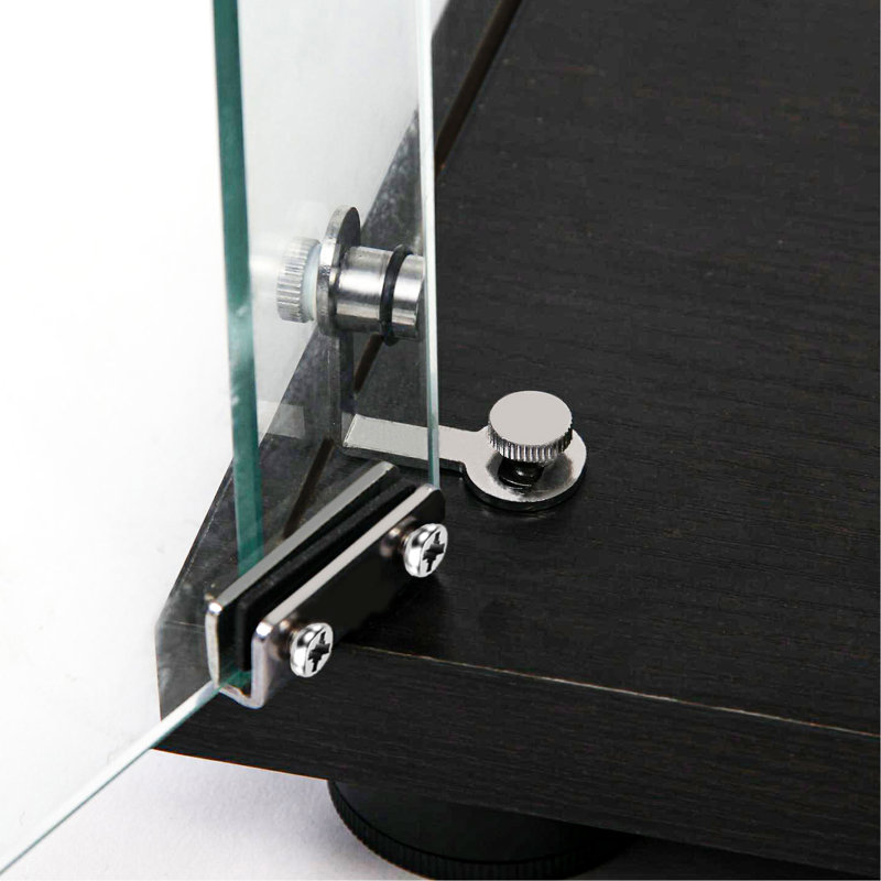 Classeur en verre trempé noir avec éclairage changeant de couleur, pieds de plancher réglables, peut être placé n'importe où, capacité de 3 4 tablettes de 110 lb