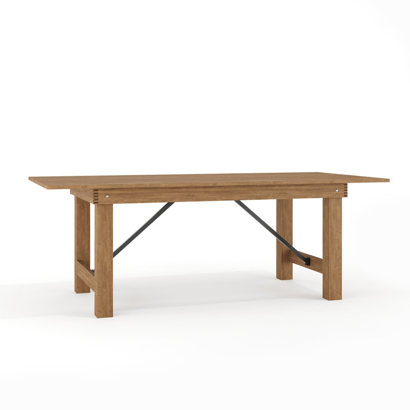 Dejon Rectangular Rustic Solid Pine Folding Dining Table by Flash Furniture, Antique Rustic, 30"H x 84"L x 40"W