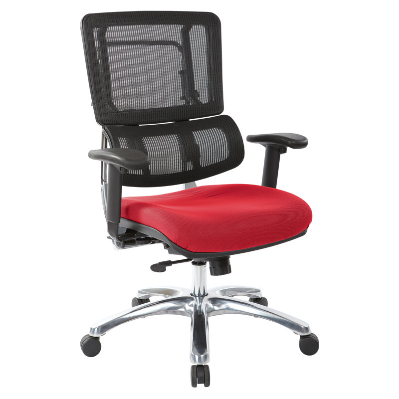 Pro-Line II Polyester Blend Task Chair, Polished Aluminum, Rouge/Black