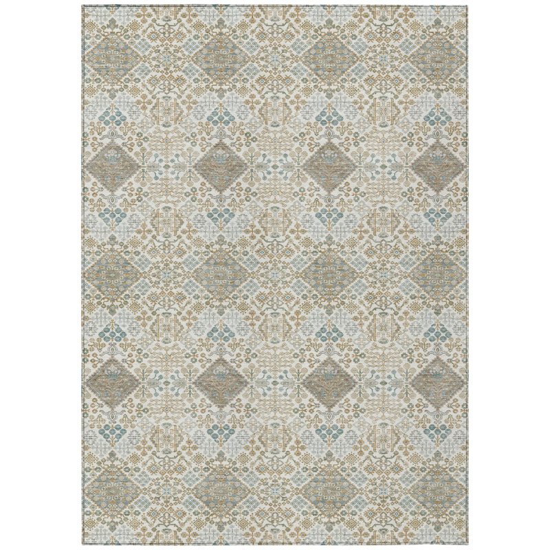 Machine Washable Indoor/Outdoor Chantille ACN2477 Global Rug, Ivory, 10' x 14'