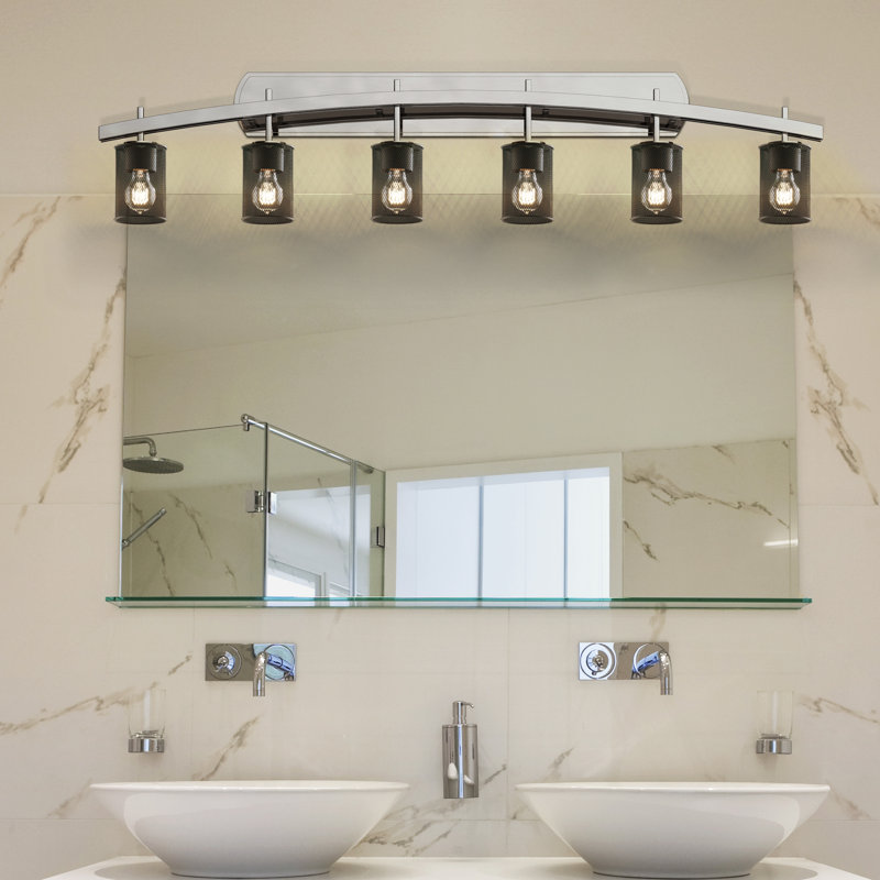 Éclairage pour meuble-lavabo 6 lumières™ grillage métallique, Nickel brossé