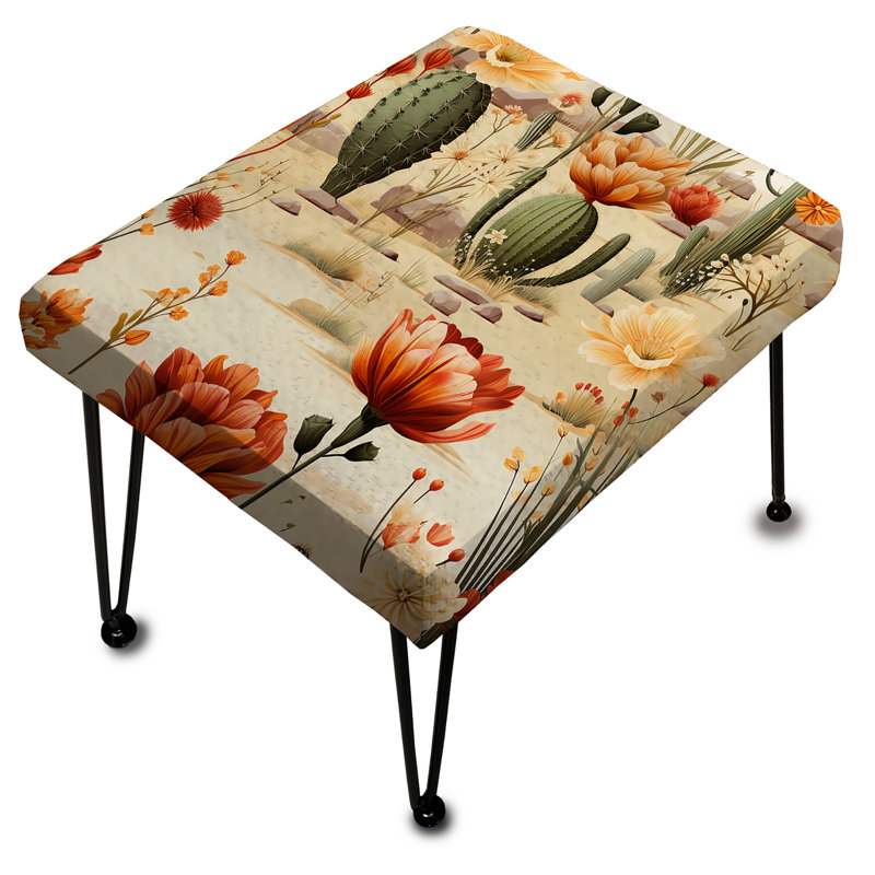 Cactus Desert Dreams Boho Pattern - Floral Rectangle Ottoman