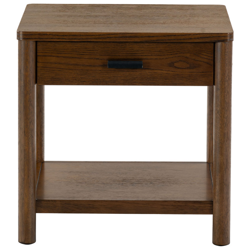 Jaylessa Wood 1 Drawer End Table, Medium Oak