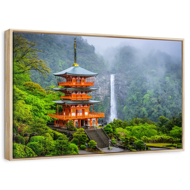 Sanctuaire Nachi Taisha, Cadre flottant en bois naturel, 31 po x 21 po