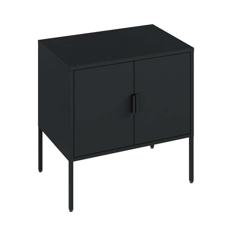 Ava 23.6 Accent Cabinet with 2 Adjustable Shelves, Black