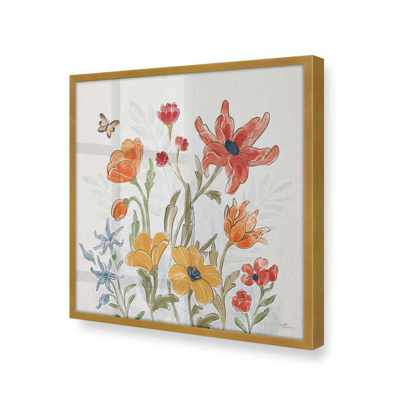 «Garden Melody In Bloom IV», H 17,75 po x l 17,75 po, Or poli