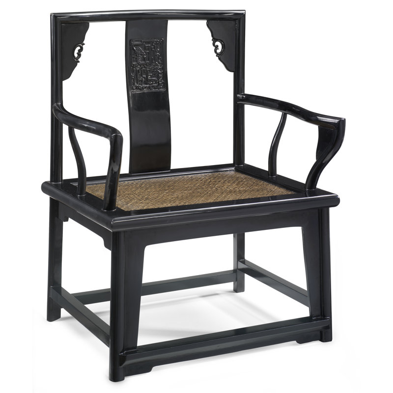 Hangzhou Upholstered Armchair, Black Lacquer