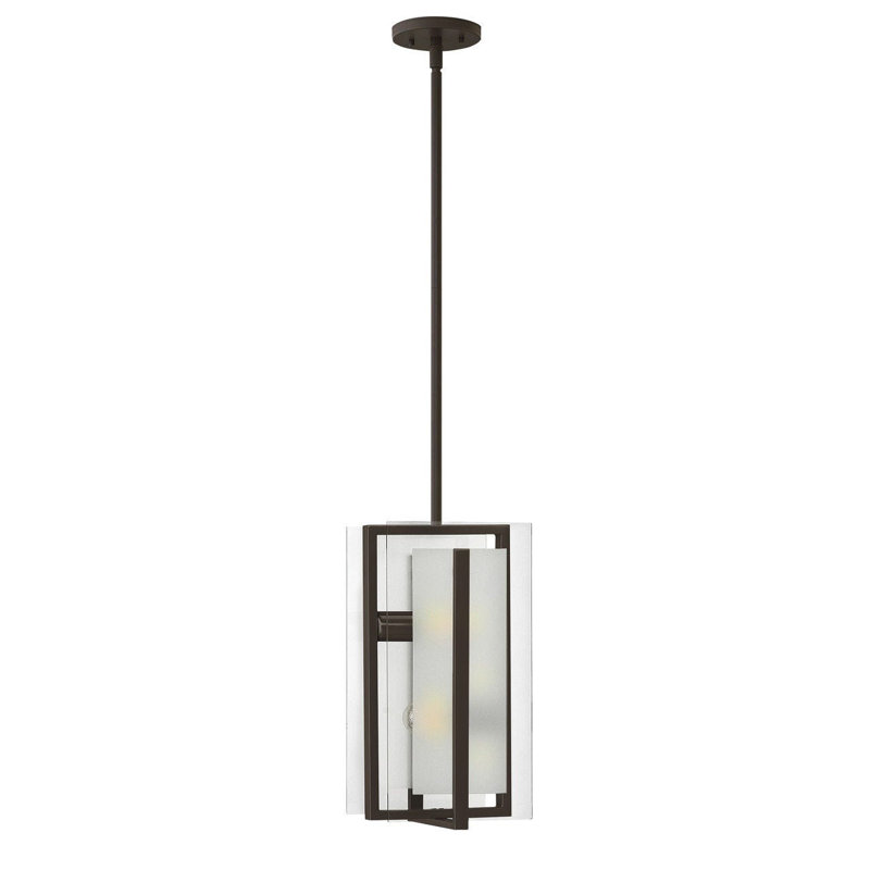 Luminaire suspendu géométrique à 2 lumières Latitude, Bronze huilé