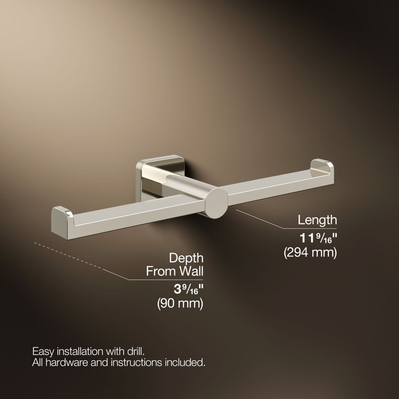 Parallel Double Toilet Paper Holder, Polished Nickel