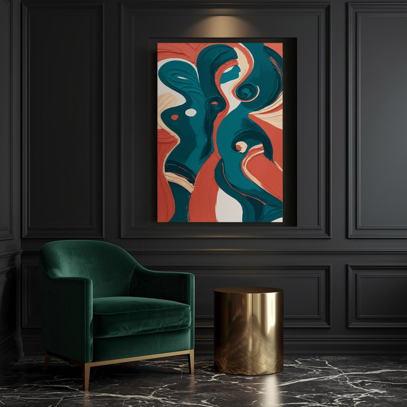 Abstrait art figuratif sur toile vert 79, H 14 po x l 11 po