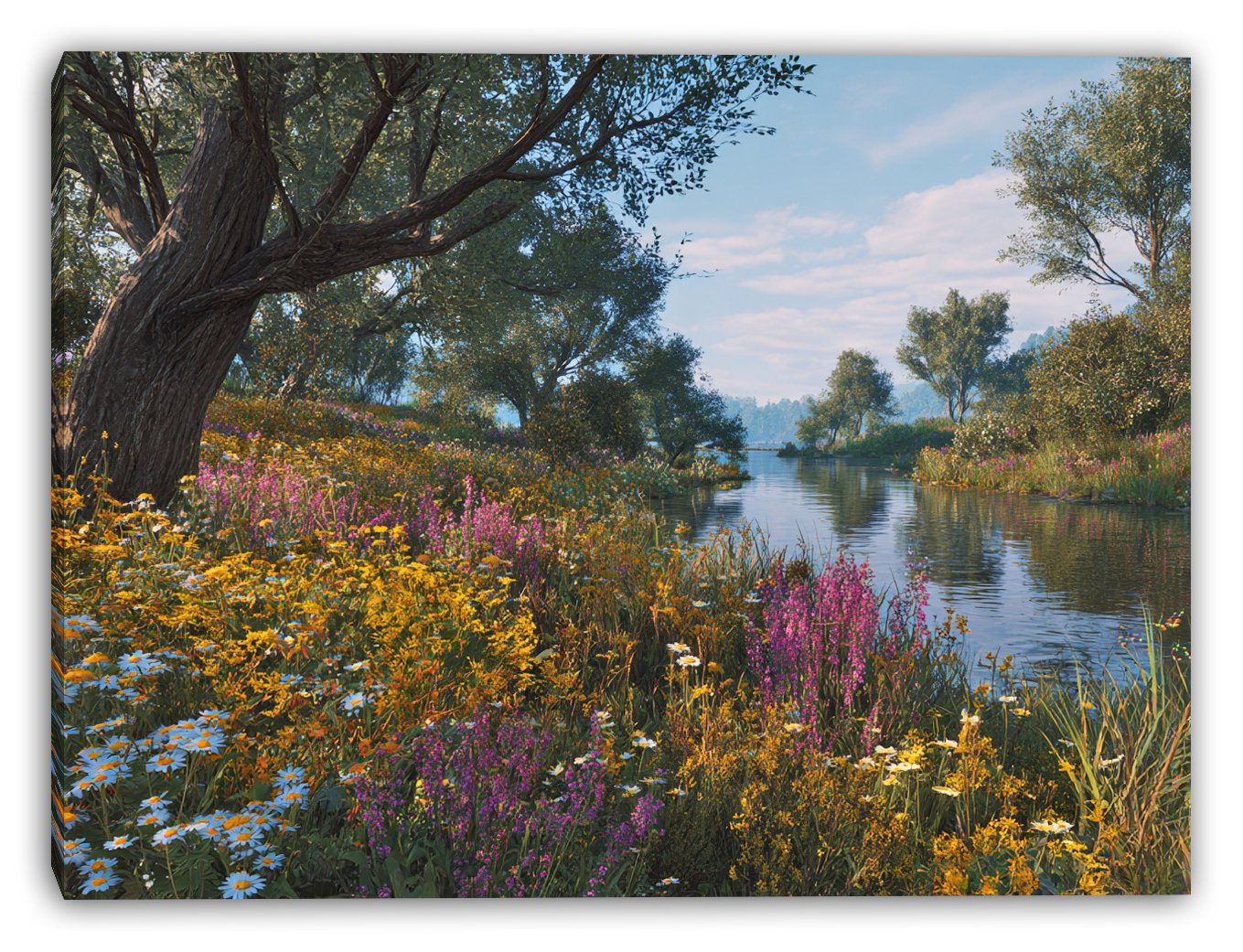 Ophelia & Co. Riverside Floral Harmony Wrapped Canvas Wall Art | Wayfair