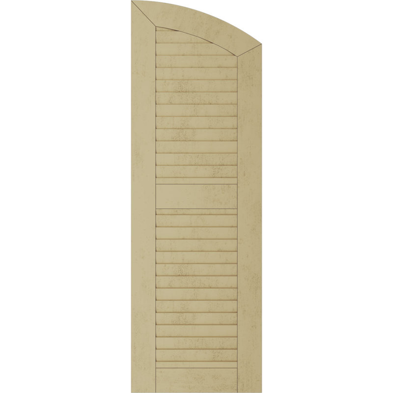 Timberthane Two Equal Louvre w/Elliptical Top Shutters, 88", Knotty Pine Texture/Primed Tan, 15"