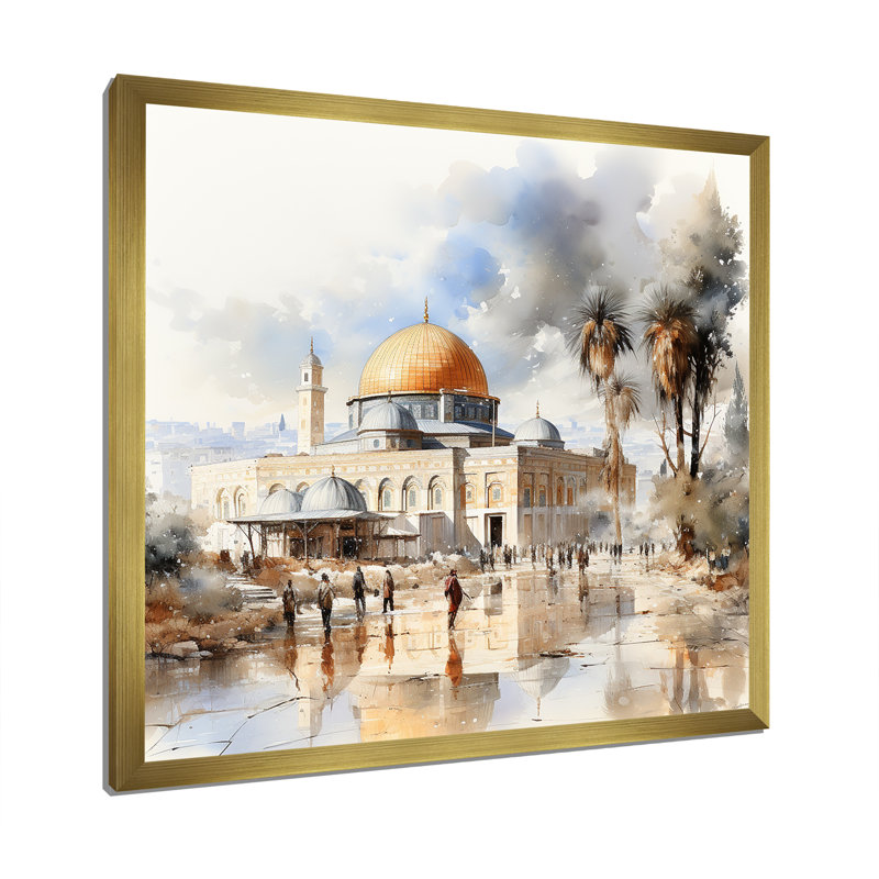 Art sur toile, "Mosquée", H 30 po x l 30 po x P 1,5 po, Cadre doré simple